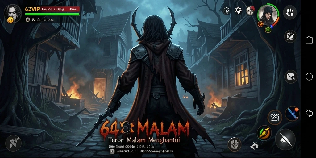 Tampilan gameplay menakutkan dari 62VIP dengan suasana horor yang mencekam.