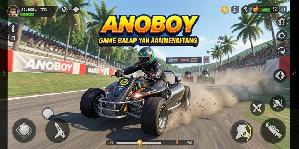 Tampilan gameplay balap yang mendebarkan di ANOBOY.