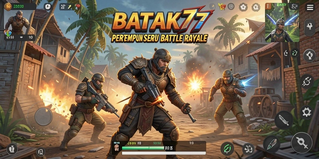 Tampilan seru gameplay pertempuran Battle Royale di BATIK77.