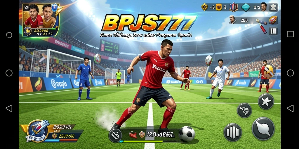 Tangkapan layar gameplay dari BPJS777 menampilkan aksi olahraga yang intens.