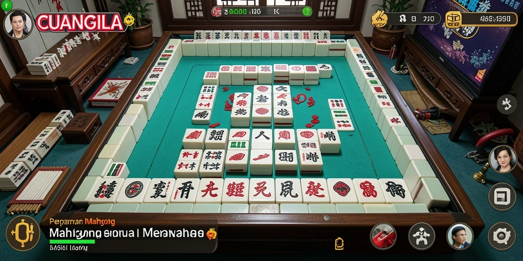 Screenshot CUANGILA menampilkan gameplay menarik dan desain ubin Mahjong yang indah.