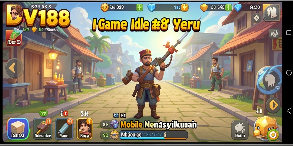 Tangkapan layar utama gameplay DV188 yang menampilkan pertumbuhan kerajaan Idle.
