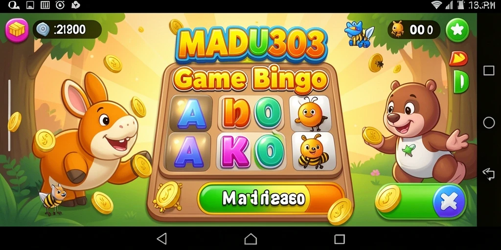 Tampilan gameplay MADU303 yang penuh warna dan seru.