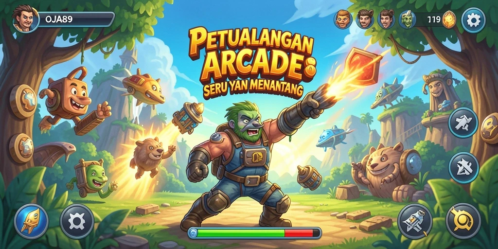 Screenshot OJA89 menampilkan aksi gameplay arcade yang mendebarkan.