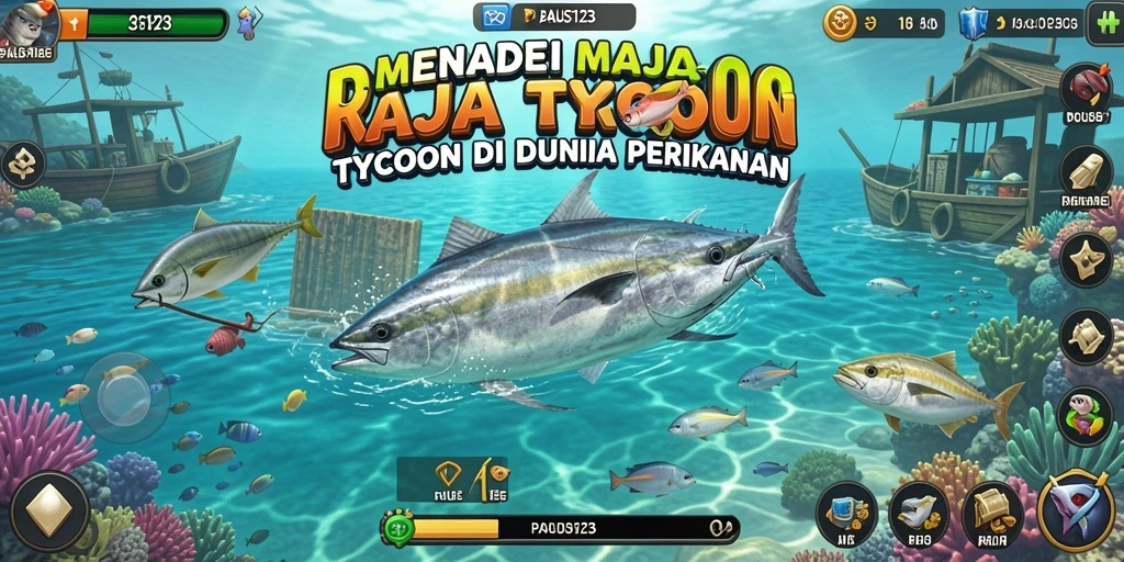 Tampilan gameplay PAUS123 yang menampilkan pengelolaan kolam ikan.