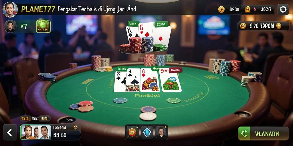 Tampilan utama gameplay poker PLANET77 yang seru.