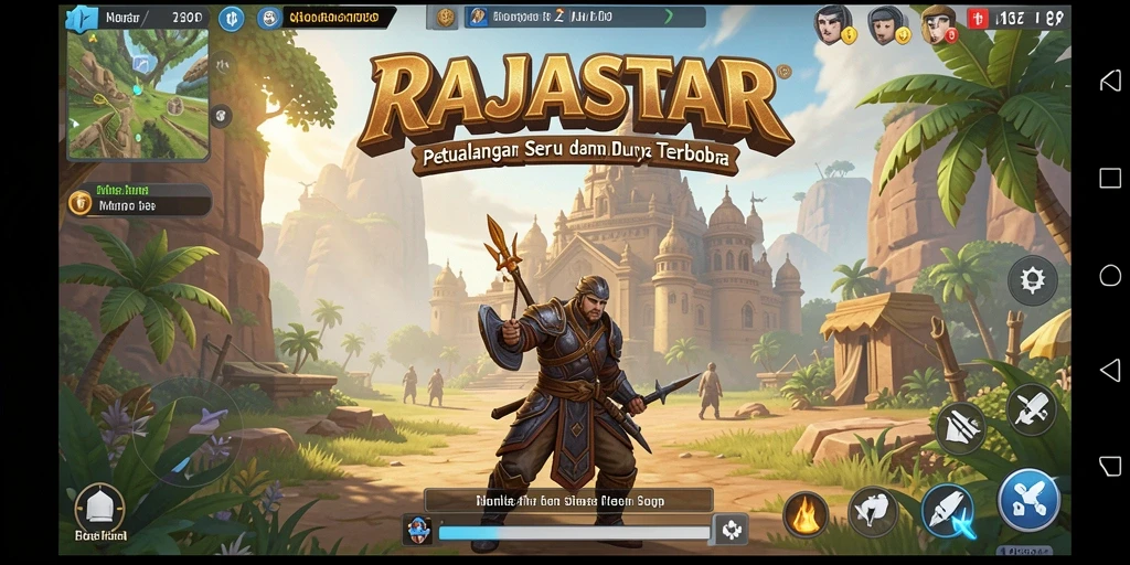 Screenshot RAJASTAR menampilkan petualangan seru dalam dunia terbuka yang luas.