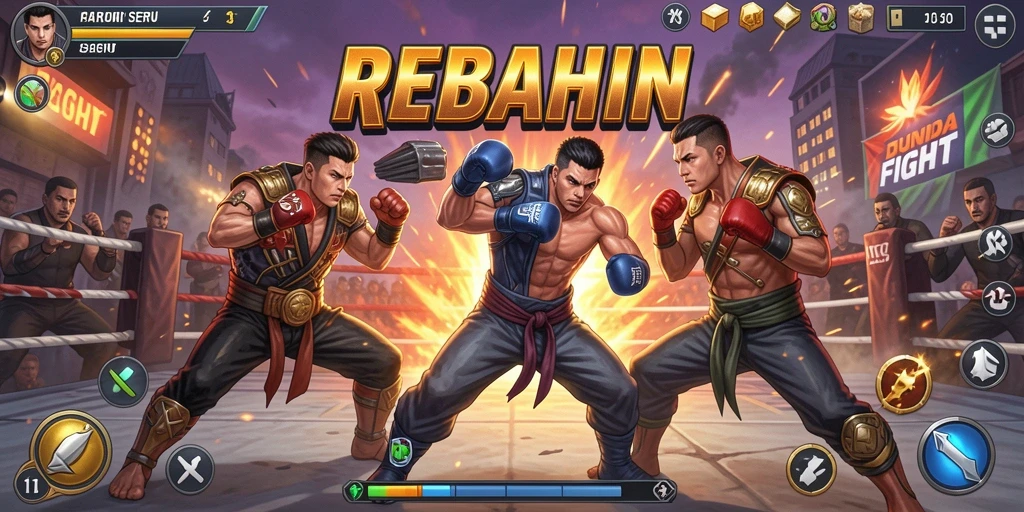 Tampilan seru dari gameplay Fighting di REBAHIN