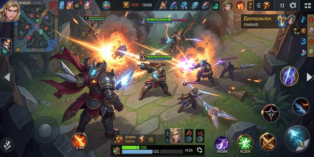 Gameplay seru dalam RR89 MOBA dengan pertempuran tim yang intens.