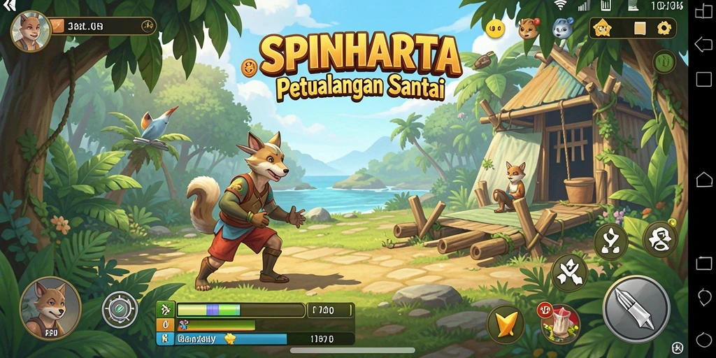 Screenshot permainan SPINHARTA menampilkan aksi seru dalam permainan Casual.