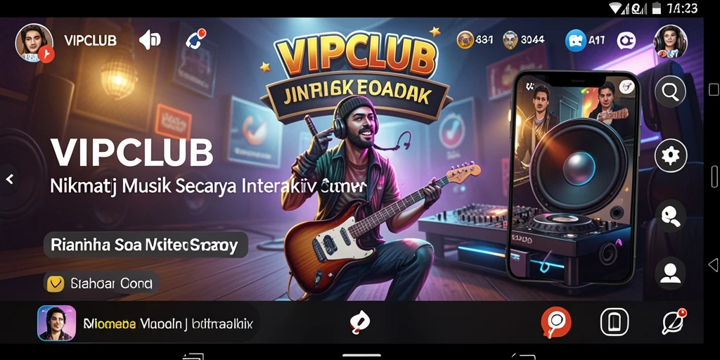Tampilan screenshot VIPCLUB menampilkan antarmuka musik yang menarik.
