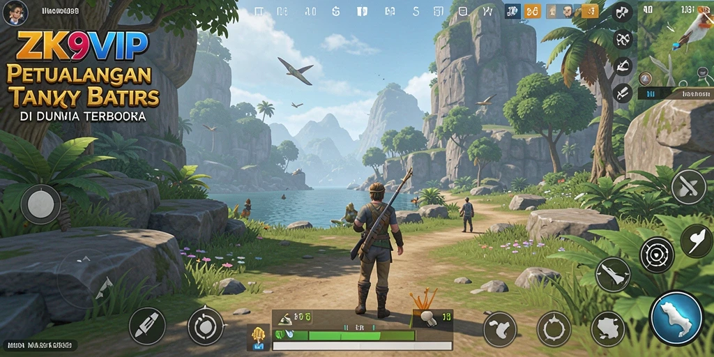 Screenshot gameplay ZK9VIP menampilkan petualangan eksplorasi dunia terbuka.